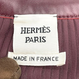 エルメス HERMES レザー切替プリーツスカート ボルドー ポリエステル レディース スカート