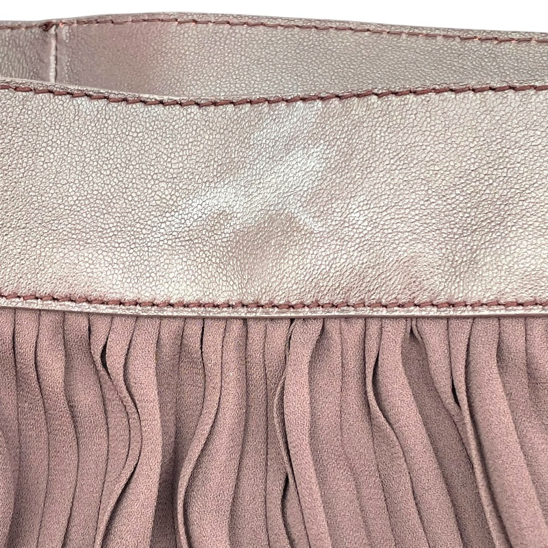 エルメス HERMES レザー切替プリーツスカート ボルドー ポリエステル レディース スカート