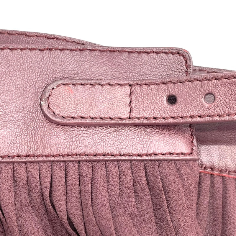 エルメス HERMES レザー切替プリーツスカート ボルドー ポリエステル レディース スカート