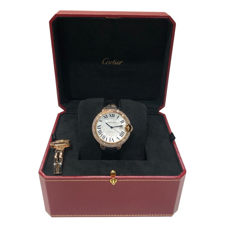 カルティエ Cartier バロンブルー ドゥ カルティエ 42MM WE900851 K18PG/レザーストラップ メンズ 腕時計