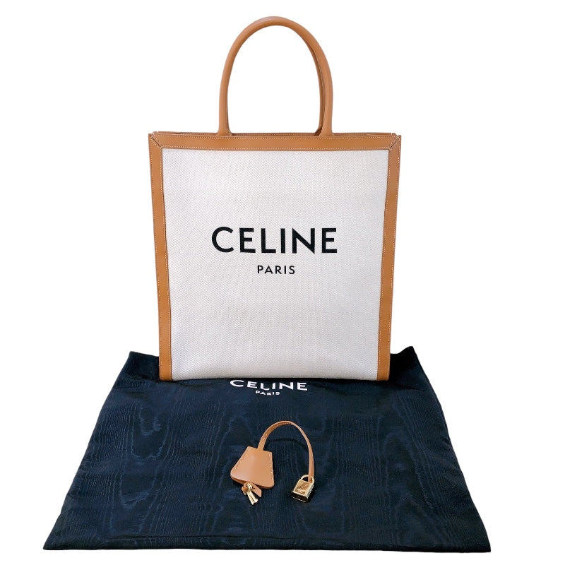 セリーヌ CELINE ラージバーティカルカバ 190402 タン キャンパス/カーフスキン レディース ハンドバッグ