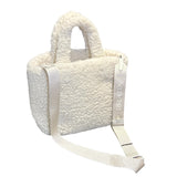 プラダ PRADA ボア2WAYトートバッグ 1BG428 ホワイト　シルバー金具 ウール・カシミア レディース トートバッグ