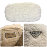 プラダ PRADA ボア2WAYトートバッグ 1BG428 ホワイト　シルバー金具 ウール・カシミア レディース トートバッグ