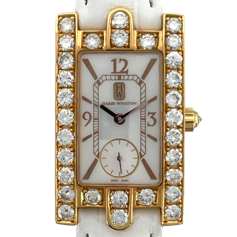 ハリーウィンストン HARRY WINSTON アベニュー ホワイトシェル 310LQR ホワイトシェル K18PG クオーツ レディース 腕時計