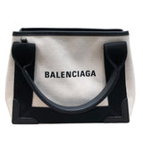 バレンシアガ BALENCIAGA ネイビーカバスXS 390346 アイボリー ブラック キャンバス レザー ユニセックス ショルダーバッグ