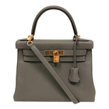 エルメス HERMES ケリー28 内縫い B刻 グリメイヤー ゴールド金具 トゴ レディース ハンドバッグ