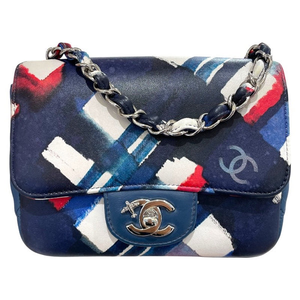シャネル CHANEL ミニマトラッセ18 A35200 ブルー・シルバー金具 牛革 レディース ショルダーバッグ
