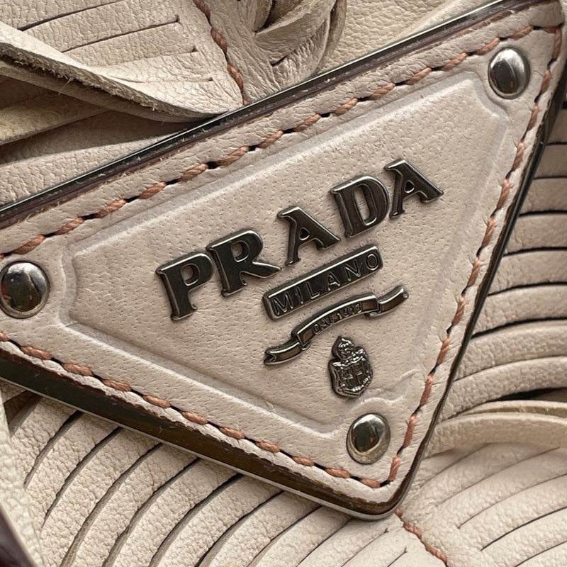 プラダ PRADA フリンジ2WAYトートバッグ アイボリー レザー レディース ショルダーバッグ