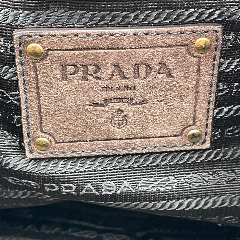 プラダ PRADA カナパトートバッグ BN2182 ブルー デニム/ファー レディース ハンドバッグ