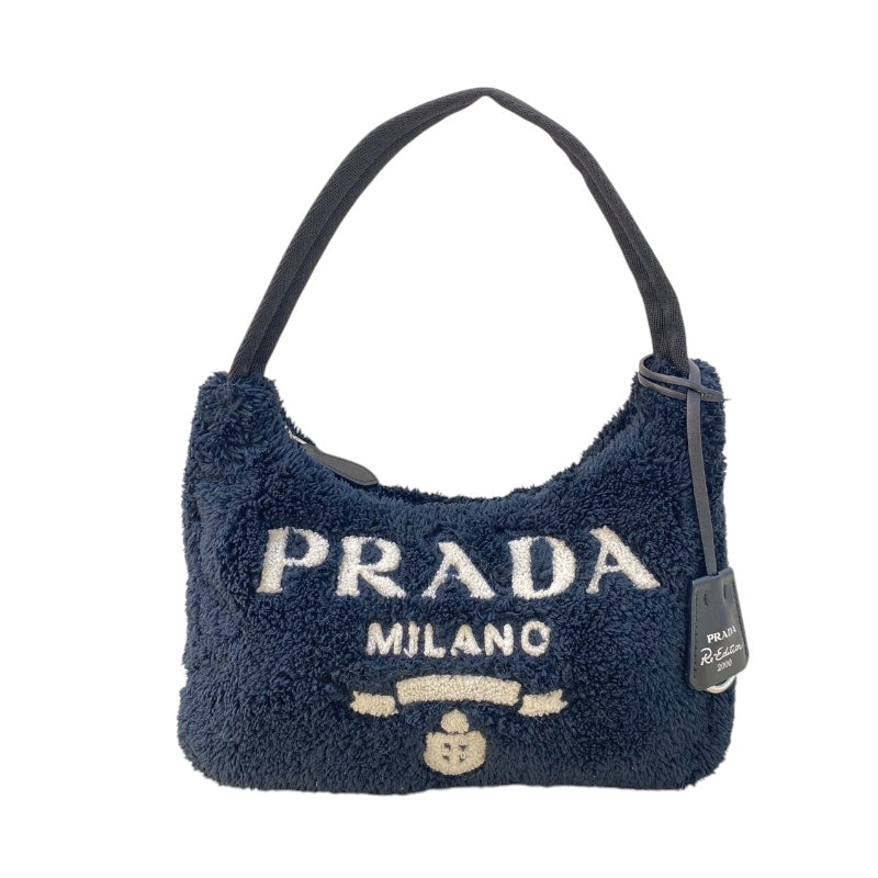 プラダ PRADA Re-edition2005　テリーミニバッグ 1NE515 ブラック　ホワイト コットン レディース ハンドバッグ