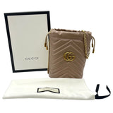 グッチ GUCCI GGマーモント ミニバケットバッグ 575163 ピンクベージュ ゴールド金具 レザー レディース ショルダーバッグ