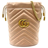 グッチ GUCCI GGマーモント ミニバケットバッグ 575163 ピンクベージュ ゴールド金具 レザー レディース ショルダーバッグ
