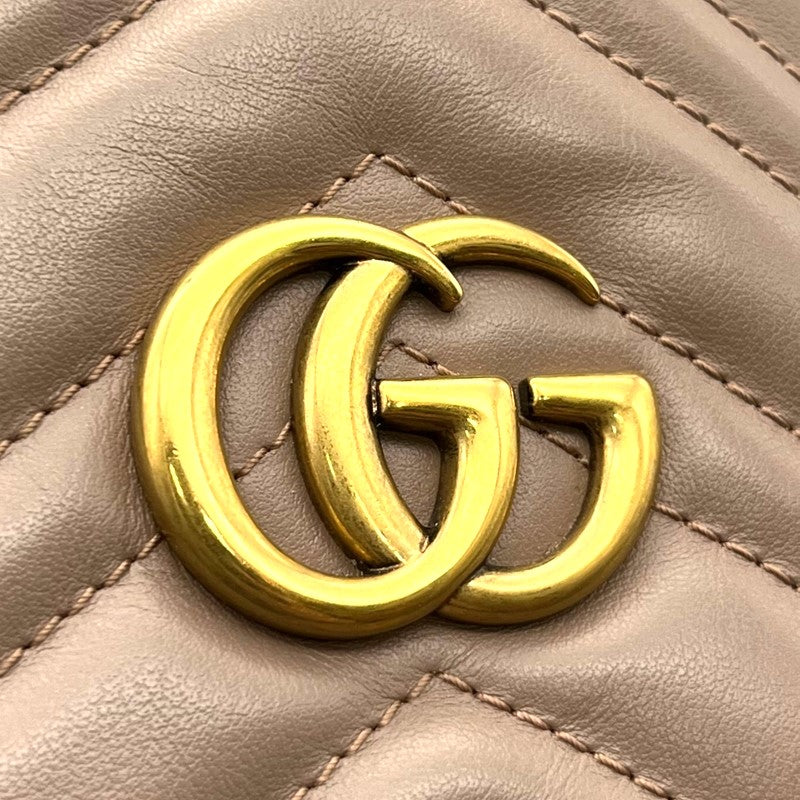 グッチ GUCCI GGマーモント ミニバケットバッグ 575163 ピンクベージュ ゴールド金具 レザー レディース ショルダーバッグ