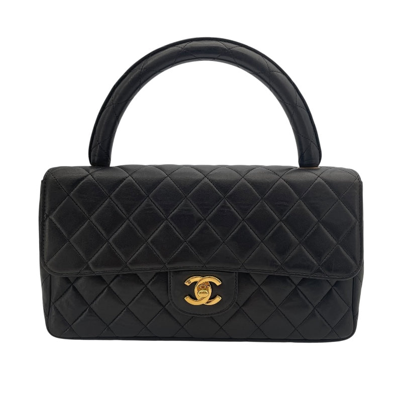 シャネル CHANEL 親子バッグ 親 ブラック GD金具 ラムスキン レディース ハンドバッグ