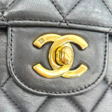 シャネル CHANEL 親子バッグ 親 ブラック GD金具 ラムスキン レディース ハンドバッグ