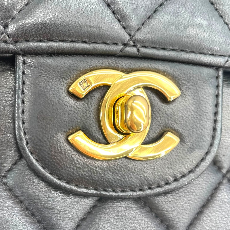 シャネル CHANEL 親子バッグ 親 ブラック GD金具 ラムスキン レディース ハンドバッグ
