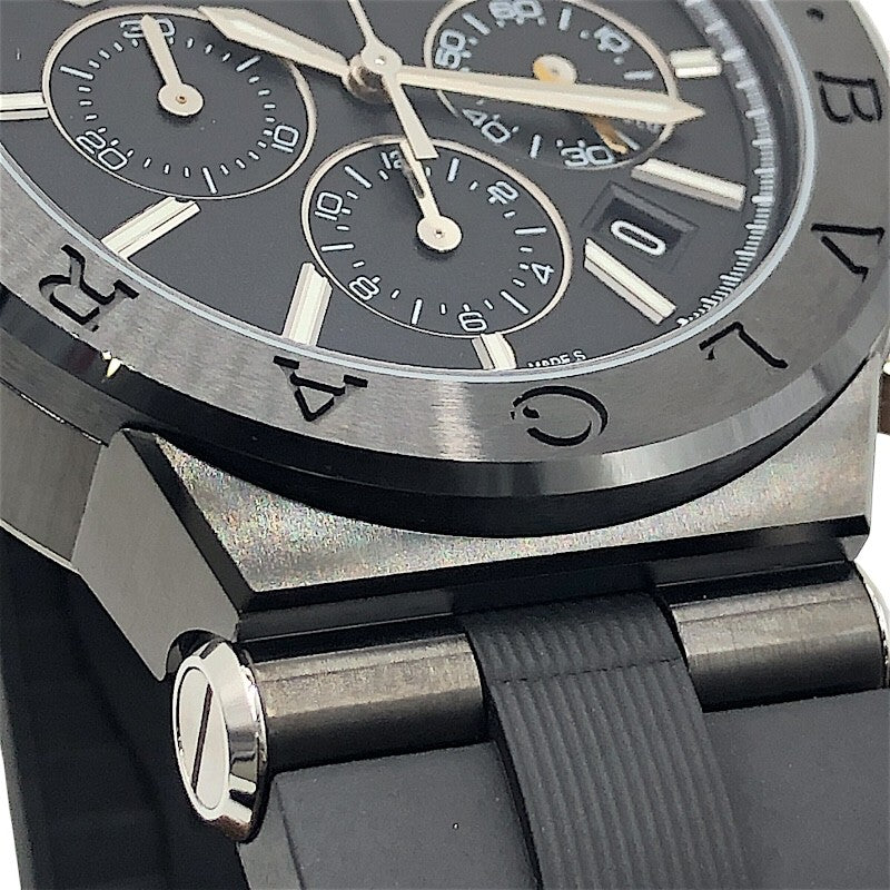 ブルガリ BVLGARI ディアゴノ ウルトラネロ クロノグラフ DG42BSCCH ブラック SS メンズ 腕時計
