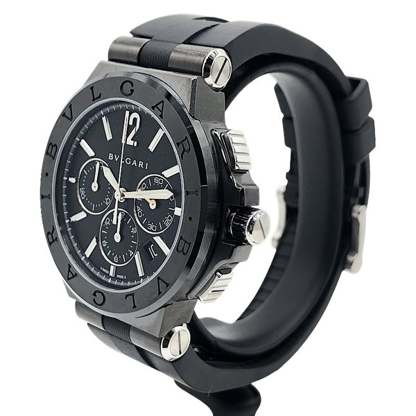 ブルガリ BVLGARI ディアゴノ ウルトラネロ クロノグラフ DG42BSCCH ブラック SS メンズ 腕時計