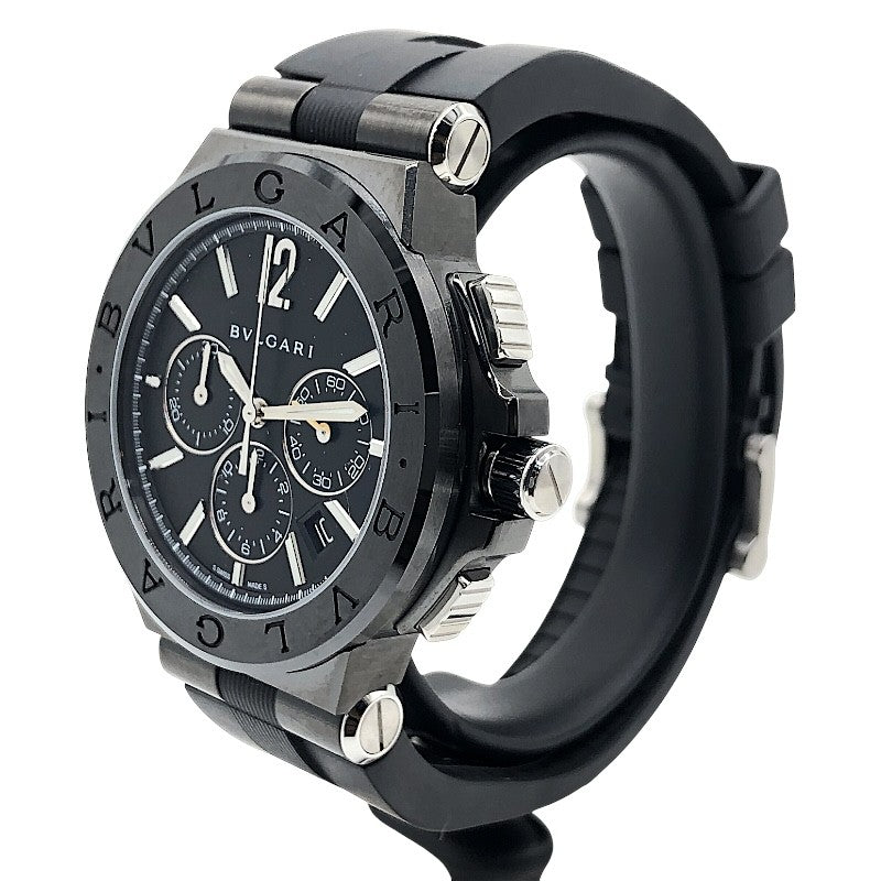 ブルガリ BVLGARI ディアゴノ ウルトラネロ クロノグラフ DG42BSCCH ブラック SS メンズ 腕時計