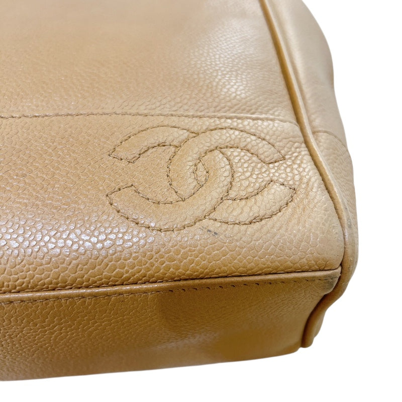 シャネル CHANEL トリプルココショルダーバッグ ベージュ　ゴールド金具 キャビア レディース ショルダーバッグ