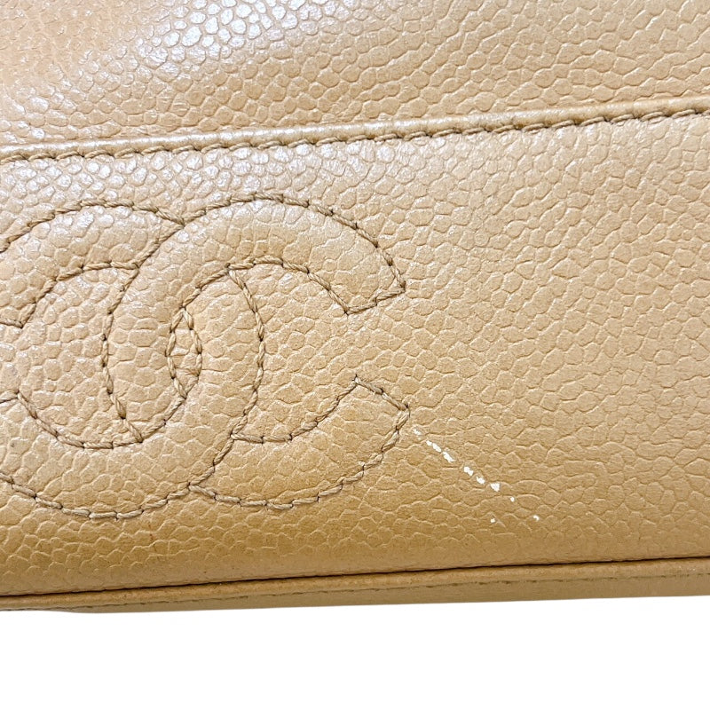シャネル CHANEL トリプルココショルダーバッグ ベージュ　ゴールド金具 キャビア レディース ショルダーバッグ