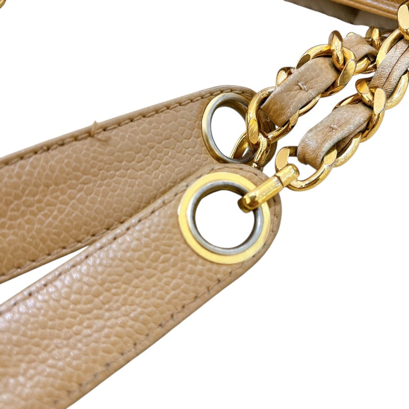 シャネル CHANEL トリプルココショルダーバッグ ベージュ　ゴールド金具 キャビア レディース ショルダーバッグ