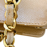 シャネル CHANEL トリプルココショルダーバッグ ベージュ　ゴールド金具 キャビア レディース ショルダーバッグ