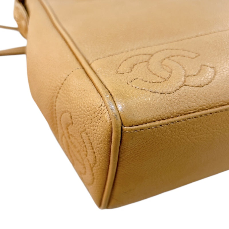 シャネル CHANEL トリプルココショルダーバッグ ベージュ　ゴールド金具 キャビア レディース ショルダーバッグ