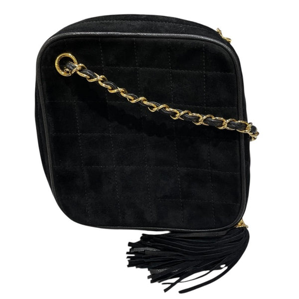 シャネル CHANEL マトラッセ　スクエアショルダーバッグ ブラック ゴールド金具 スウェード レディース ショルダーバッグ