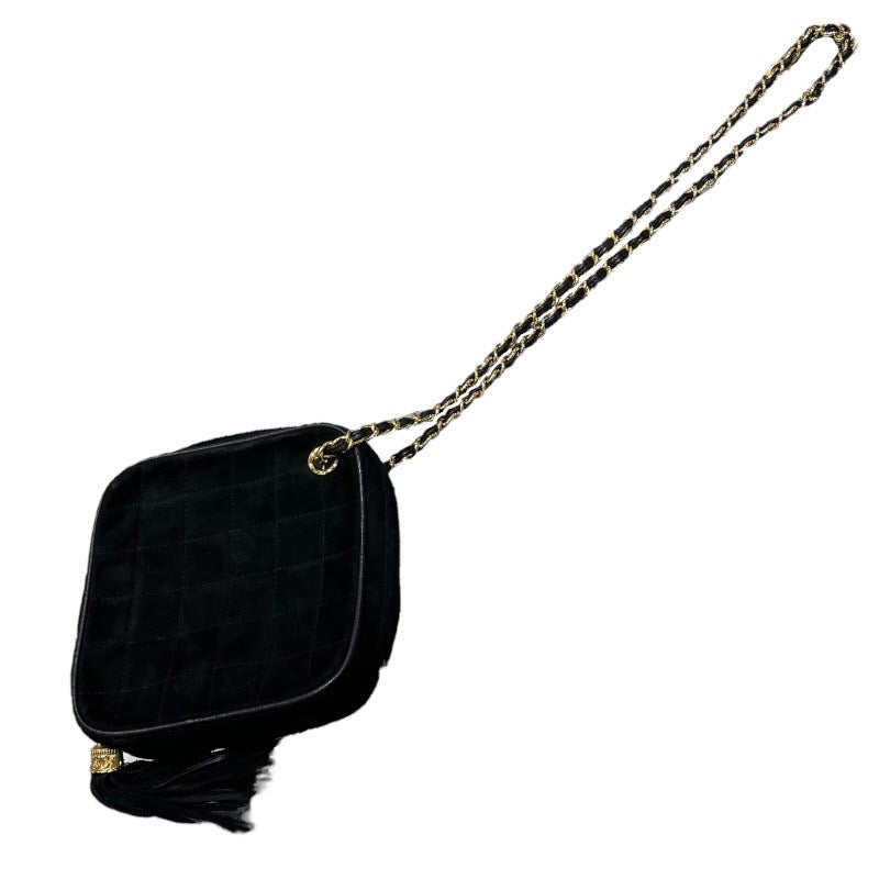 シャネル CHANEL マトラッセ　スクエアショルダーバッグ ブラック ゴールド金具 スウェード レディース ショルダーバッグ