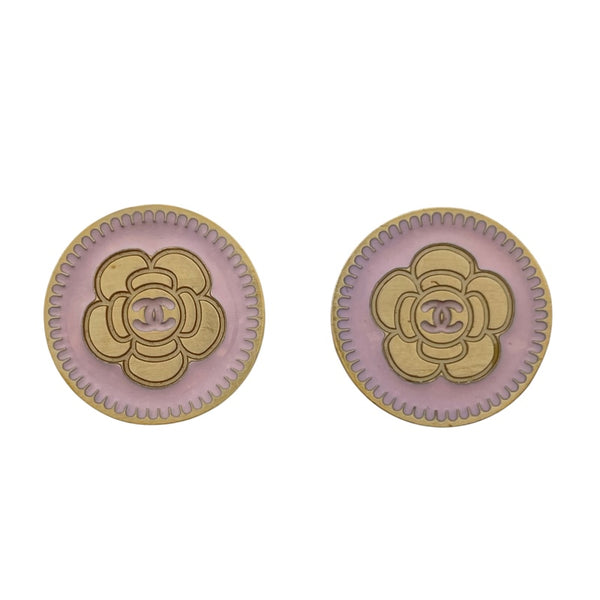 シャネル CHANEL カメリアラウンドピアス ピンクxゴールド メタル アクセサリー