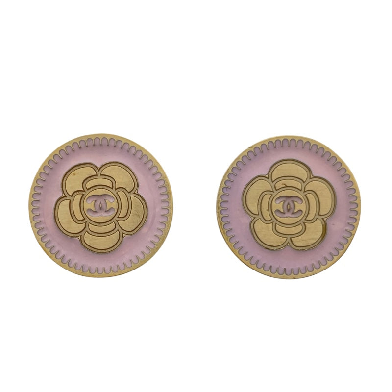 シャネル CHANEL カメリアラウンドピアス ピンクxゴールド メタル アクセサリー