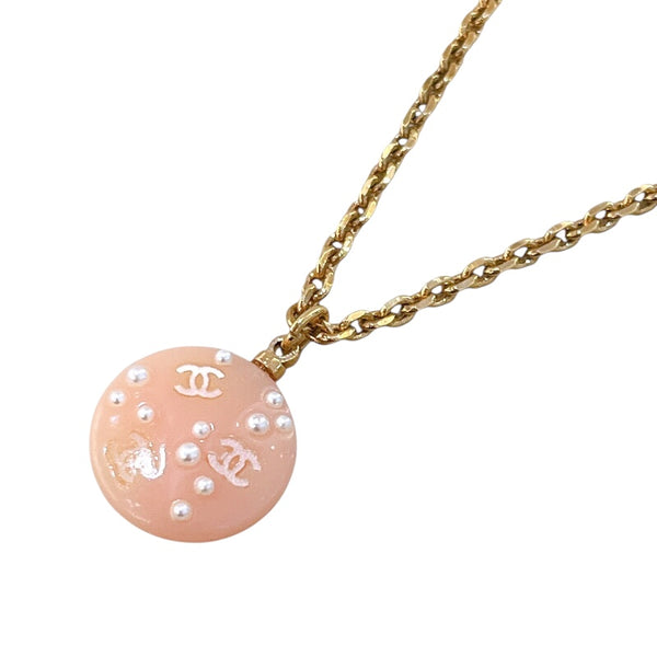 シャネル CHANEL トリプルココマークネックレス ピンク/ゴールド フェイクパール レディース ネックレス