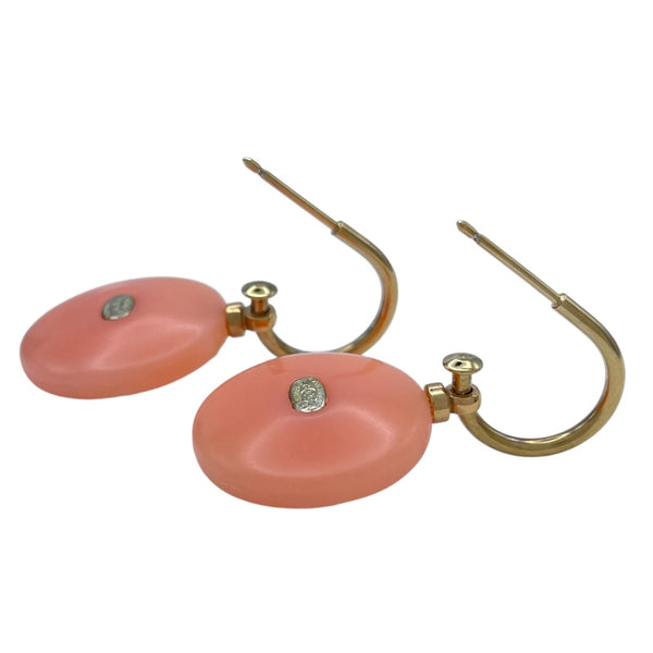 シャネル CHANEL ラウンドフープピアス ピンクxゴールド レジン/パール/メタル アクセサリー