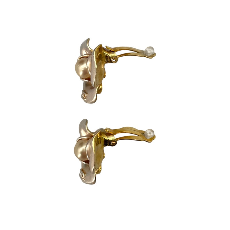 シャネル CHANEL ココマーク カメリア イヤリング ピンク メタル/フェイクパール アクセサリー