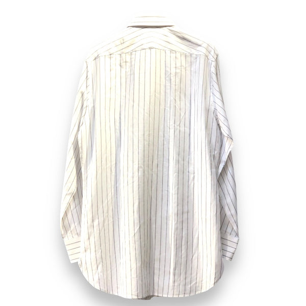 ダンヒル dunhill ワイドカラー ストライプシャツ 織柄 ホワイト×グレー 綿 100% メンズ 長袖シャツ