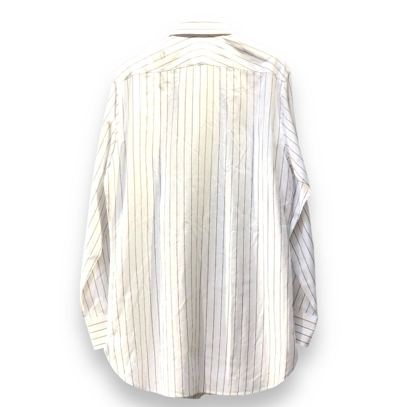 ダンヒル dunhill ワイドカラー ストライプシャツ 織柄 ホワイト×グレー 綿 100% メンズ 長袖シャツ