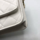 シャネル CHANEL マトラッセチェーンウォレット AP0250 ホワイト×GD金具 キャビア レディース ショルダーバッグ