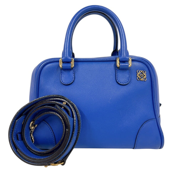 ロエベ LOEWE アマソナ75 ブルー　ゴールド金具 レザー レディース ハンドバッグ