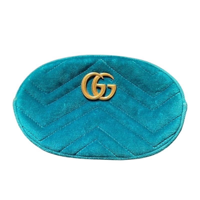 グッチ GUCCI GGマーモント ボディバッグ 476434 ブルー ベルベット レディース ウエストバッグ
