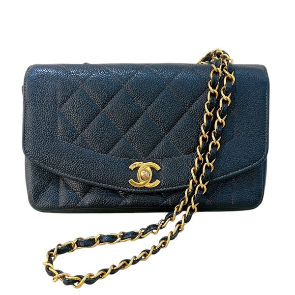 シャネル CHANEL ダイアナ22 A01164 ブラック ゴールド金具 マットキャビアスキン キャビア ショルダーバッグ