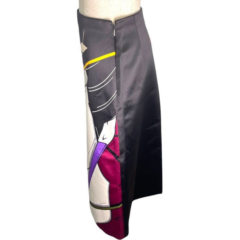 グッチ GUCCI Patrick Nagel グラフィックプリントスカート 751297 ブラック シルク レディース スカート
