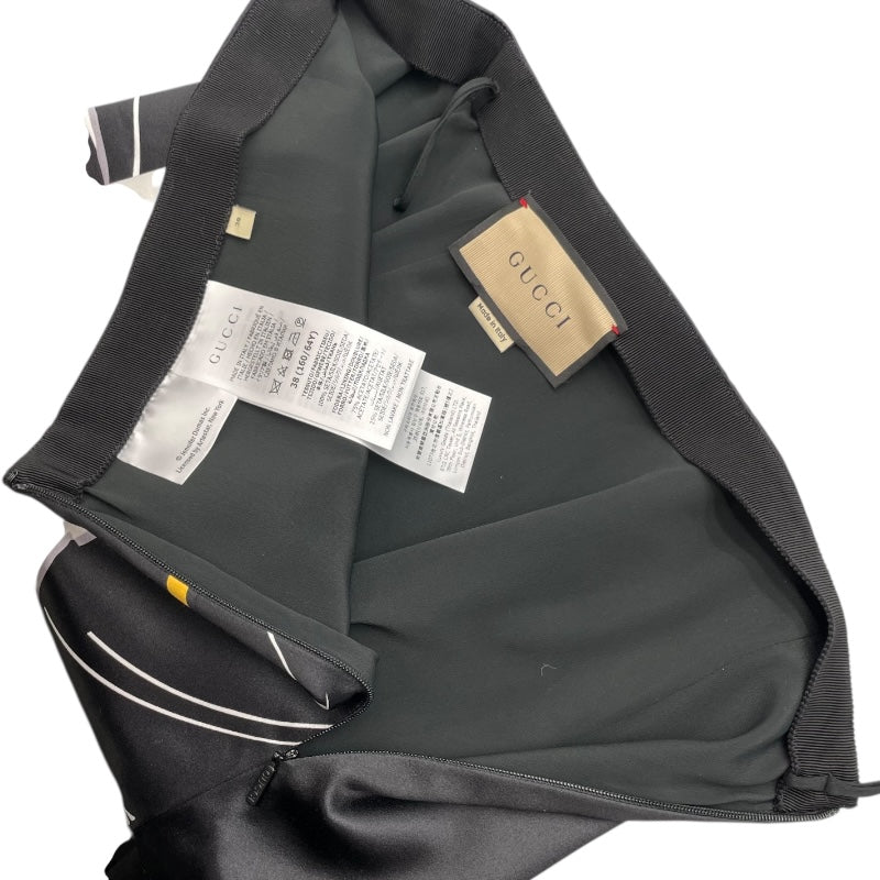 グッチ GUCCI Patrick Nagel グラフィックプリントスカート 751297 ブラック シルク レディース スカート