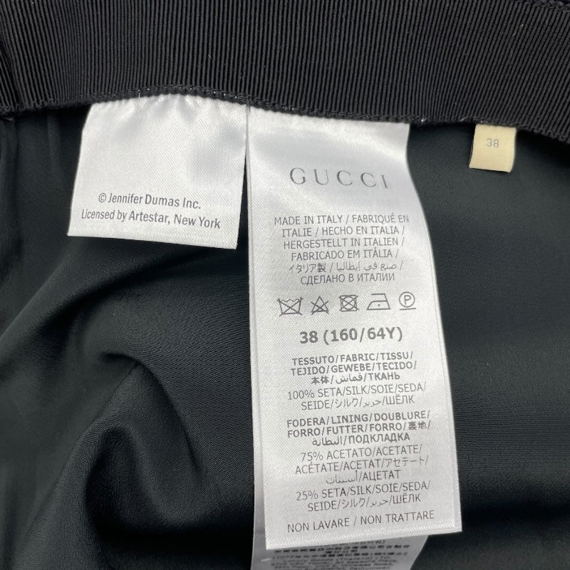 グッチ GUCCI Patrick Nagel グラフィックプリントスカート 751297 ブラック シルク レディース スカート