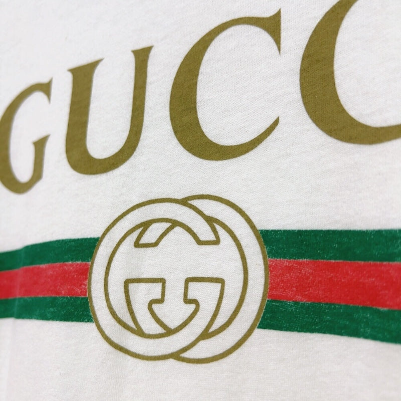 GUCCI ホワイト 半袖Tシャツ ロゴ刺繍 gucci 半袖tシャツ 刺繍ロゴ入り グッチ 夏服 おしゃれ gucci