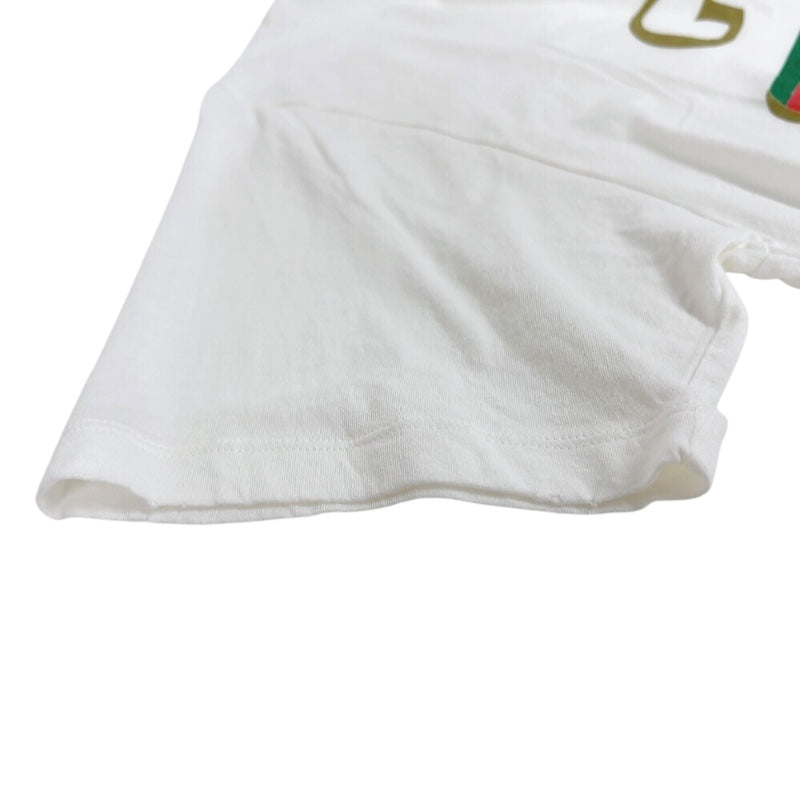 GUCCI ホワイト Tシャツ ロゴ入り Printed cotton jersey T-shirt in white | GUCCI® US