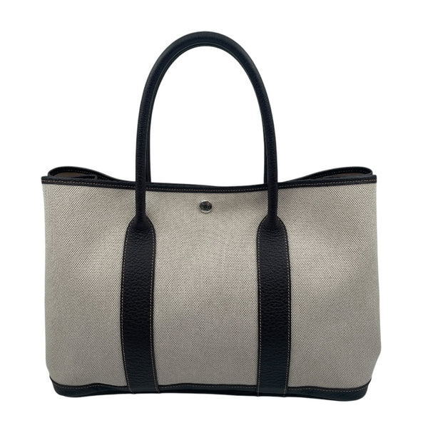 エルメス HERMES ガーデンパーティPM □I刻 ベージュ×ブラウン トワル/レザー レディース ハンドバッグ