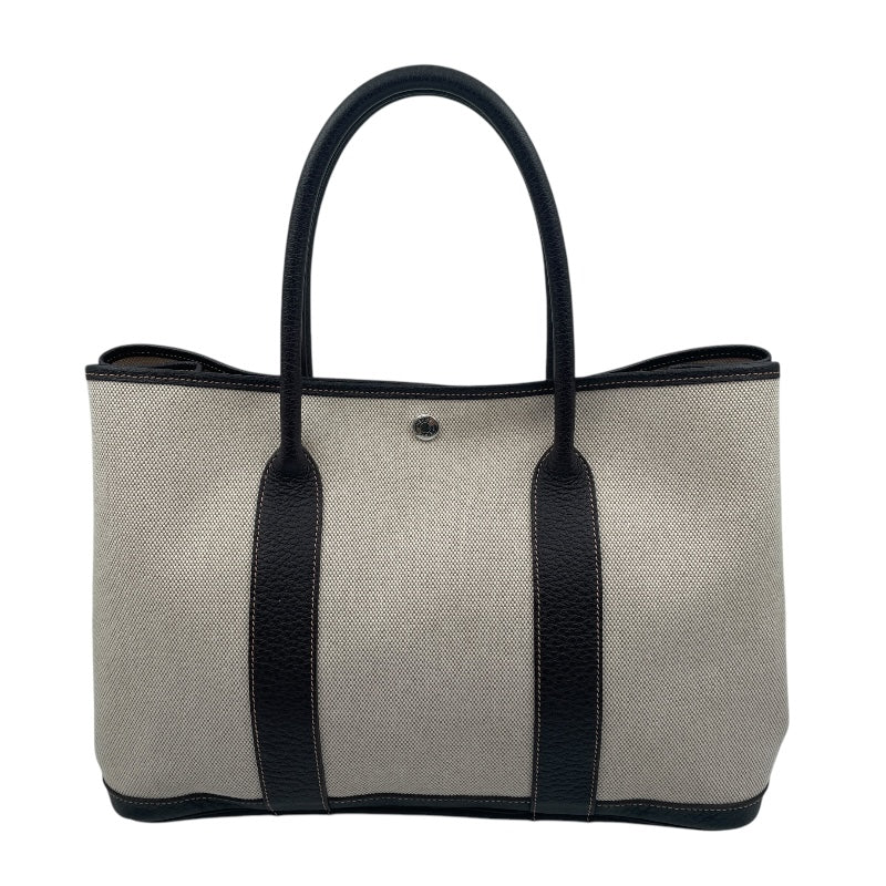 エルメス HERMES ガーデンパーティPM □I刻 ベージュ×ブラウン トワル/レザー レディース ハンドバッグ