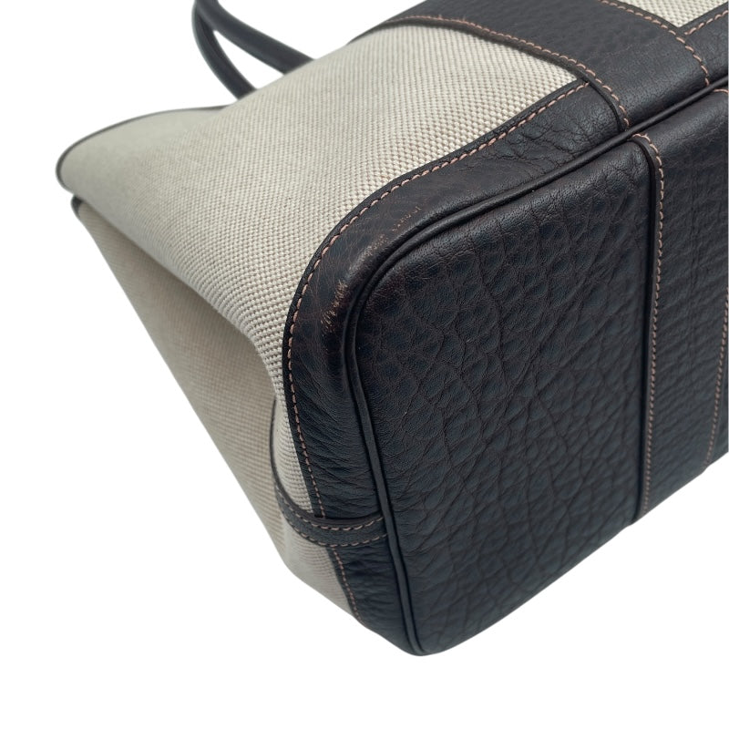 エルメス HERMES ガーデンパーティPM □I刻 ベージュ×ブラウン トワル/レザー レディース ハンドバッグ