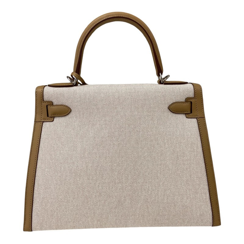 エルメス HERMES ケリー28 外縫い Z刻 エクリュ×セサミ×シルバー金具 トワル/スイフト レディース ハンドバッグ